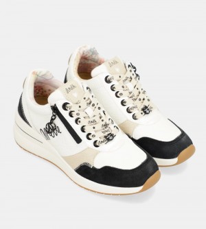 Női Anekke Black & White Wedge Sneakers Sportcipő | FAVEYP-974