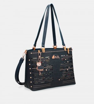 Női Anekke Nature Pachamama Navy Blue Large Tote Bag Válltáskák | MFJOGX-801