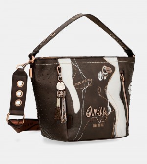 Női Anekke Nature Shodo Medium Brown Handbag Kézitáska | YOSMZG-638