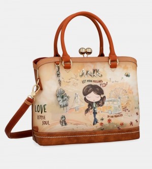 Női Anekke Peace & Love Camel Kiss Clasp Bag Crossbody Táska | WREZTU-093