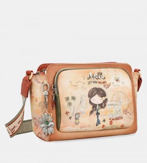 Női Anekke Peace & Love Camel Rectangular Crossbody Bag Crossbody Táska | GTNUMW-159