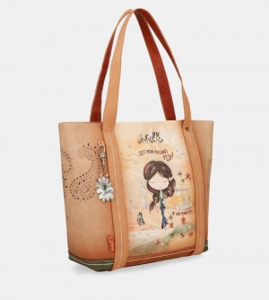 Női Anekke Peace & Love Camel Shopping Bag Válltáskák | AUYVBX-102