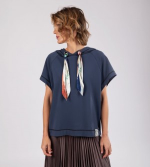 Női Anekke Studio Navy Blue Sleeveless Sweatshirt Pulóverek | AUBLVG-586