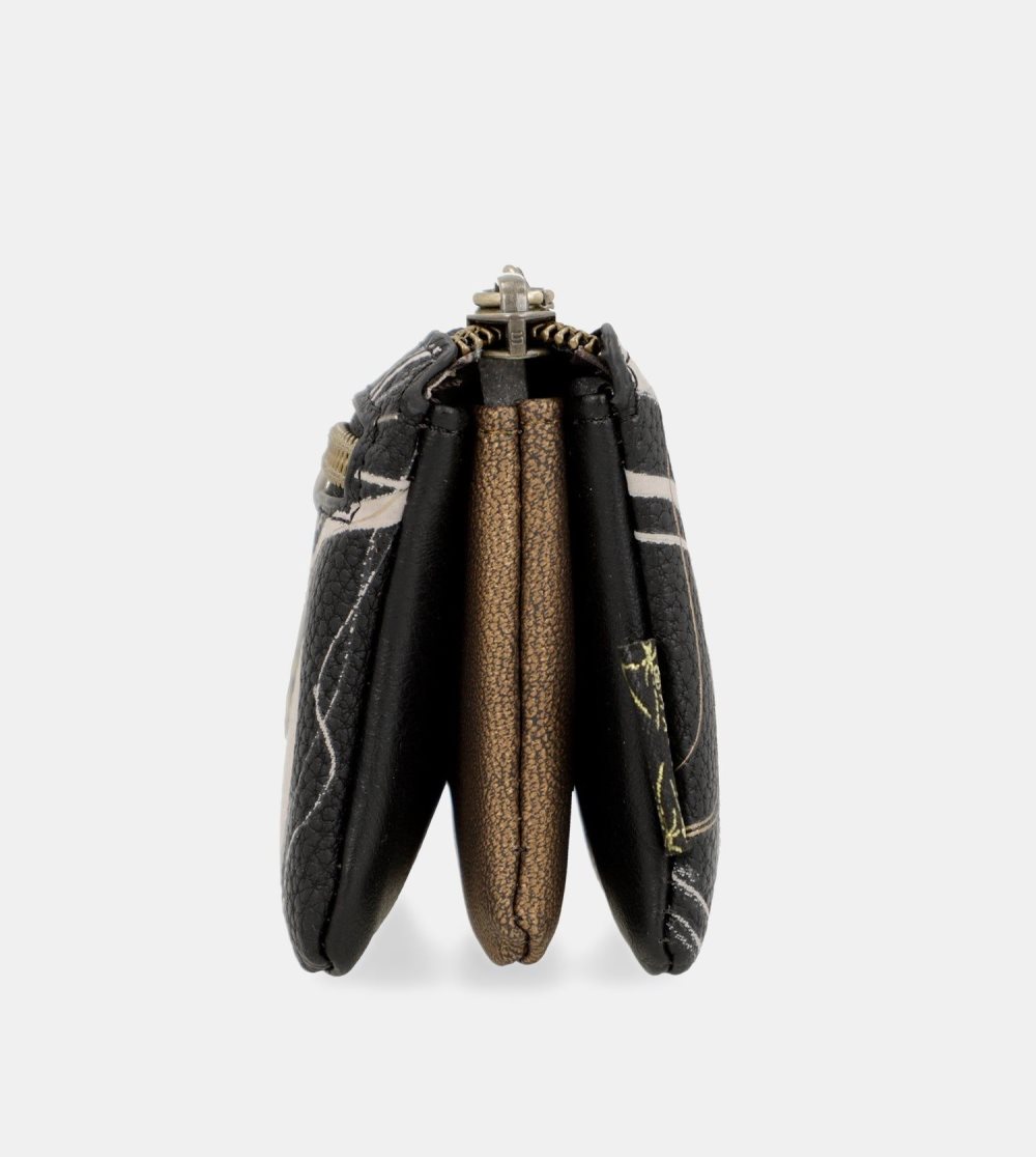 Női Anekke 3 Compartment Purse Black Nature Shodo Pénztárca | AZYCFQ-174