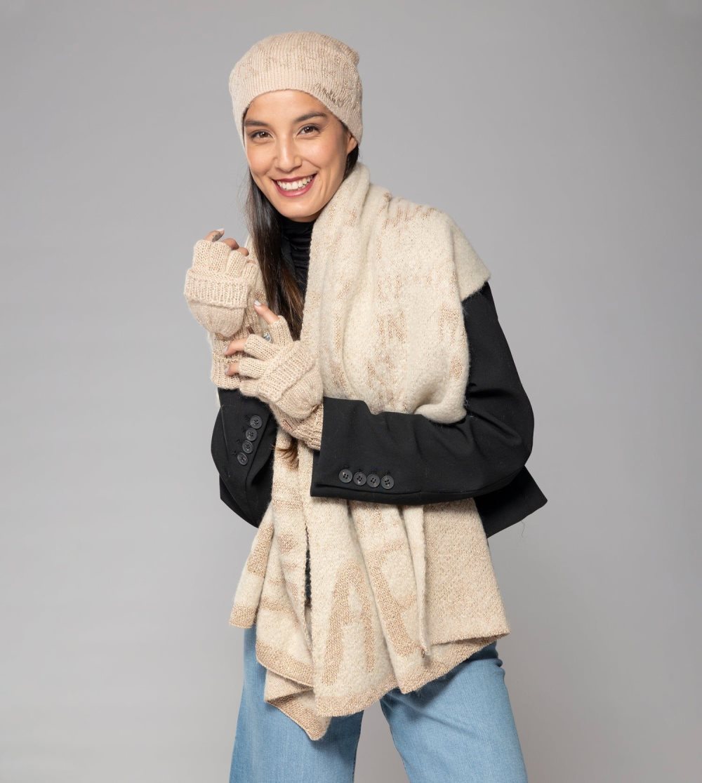 Női Anekke Beige Logo Mittens Kesztyű | LWECUO-046