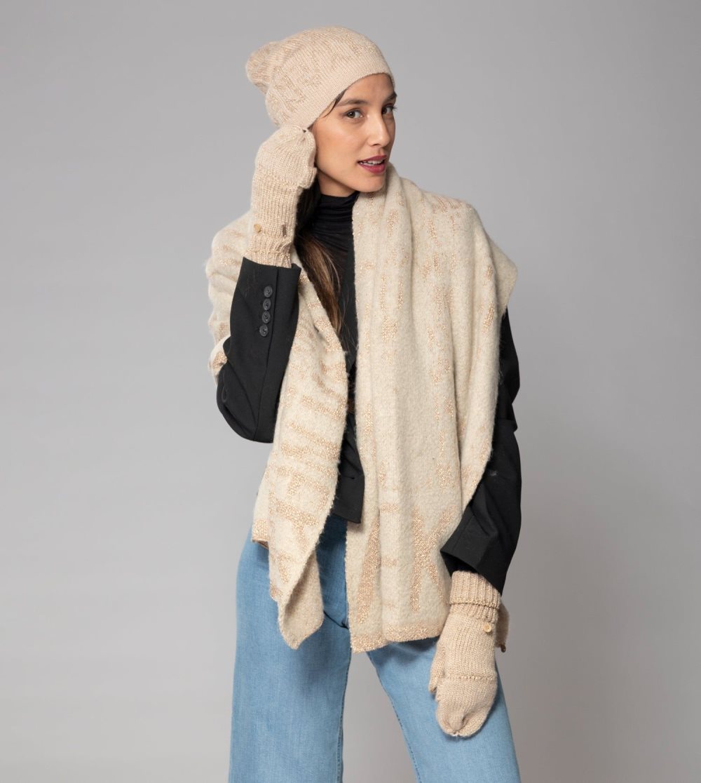 Női Anekke Beige Logo Mittens Kesztyű | LWECUO-046
