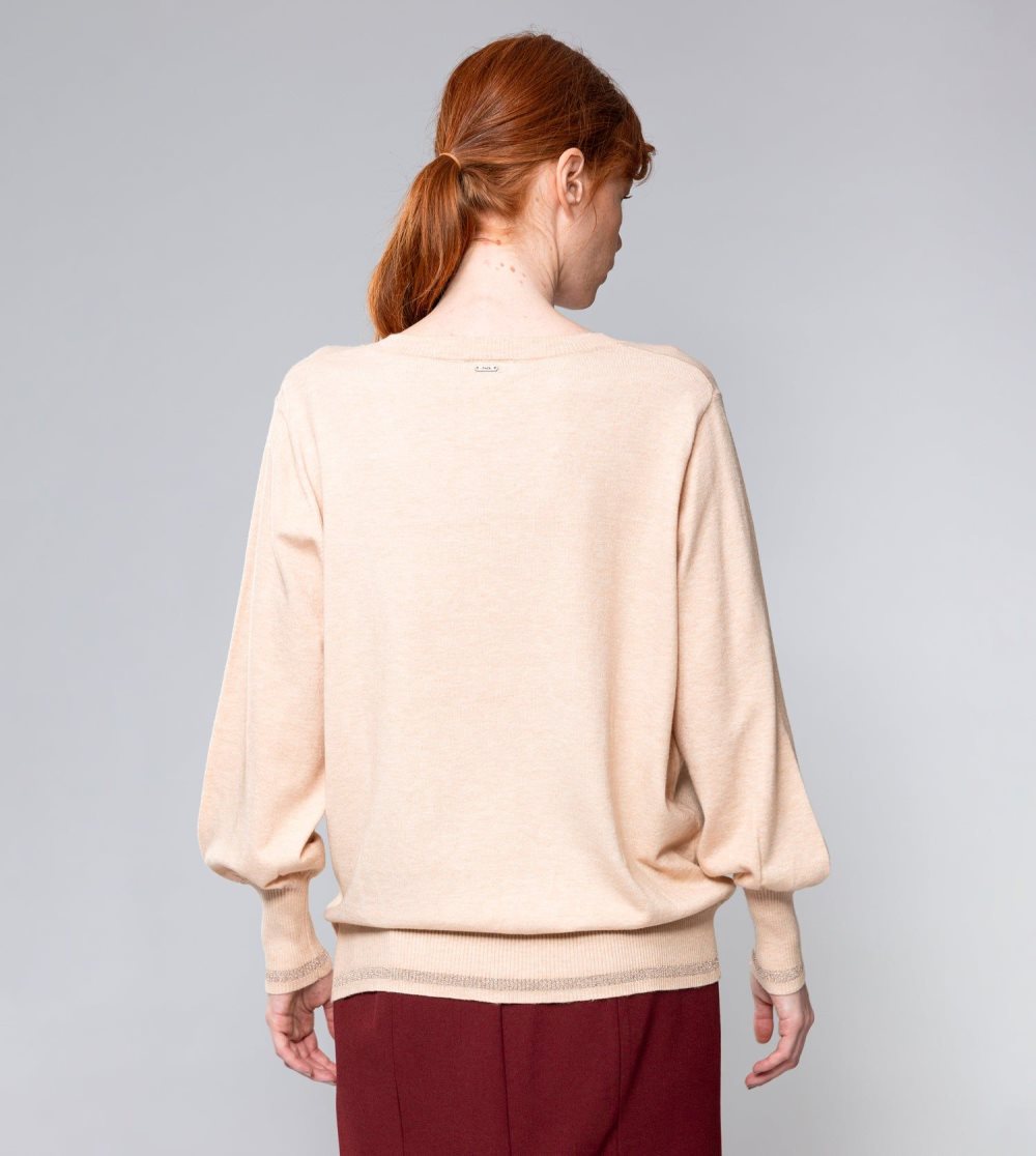 Női Anekke Beige Shoen V-neck Sweater Pulóverek | ZYVQGB-154