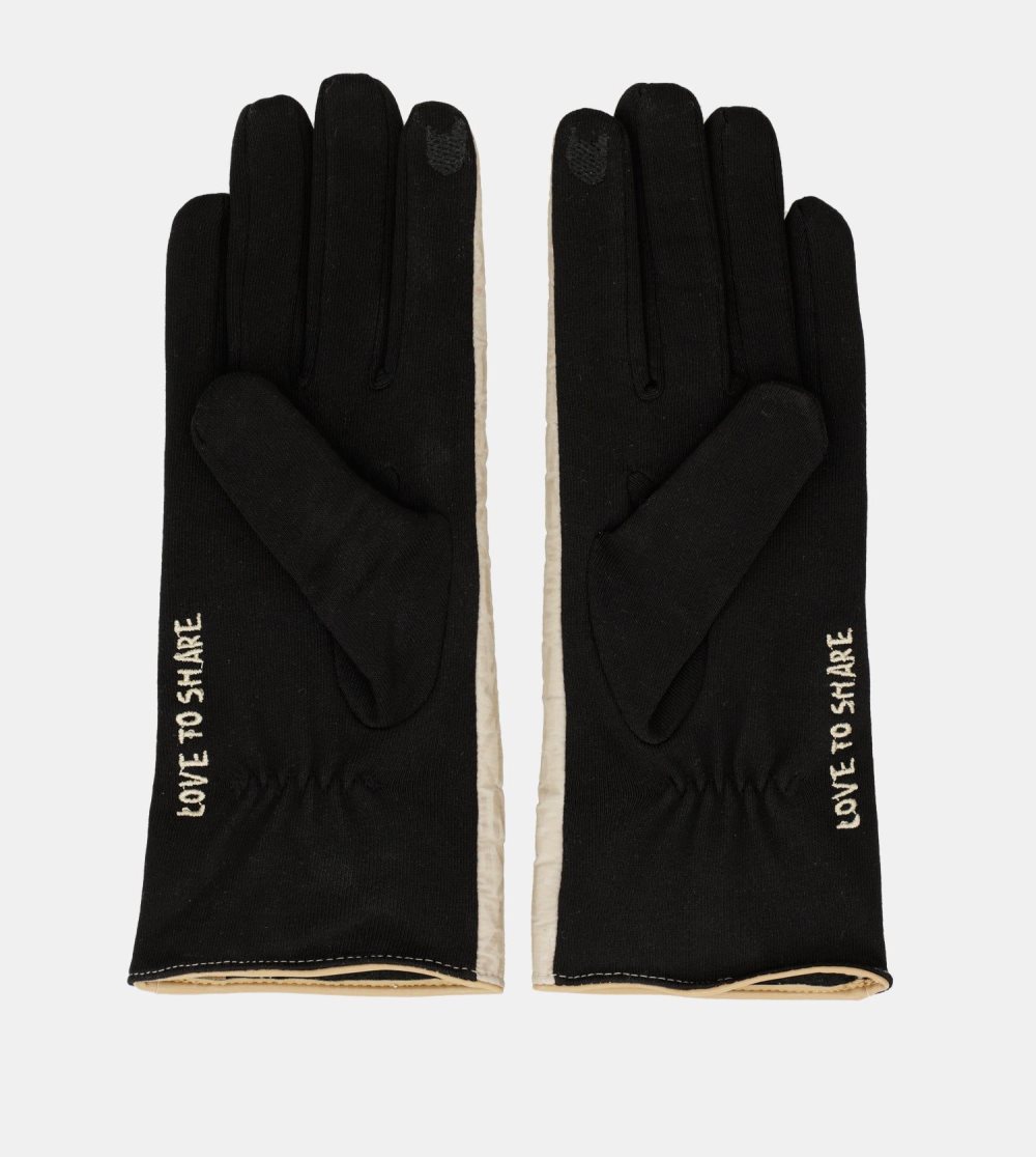 Női Anekke Black And Beige Contemporary Gloves Kesztyű | BWNQVZ-082
