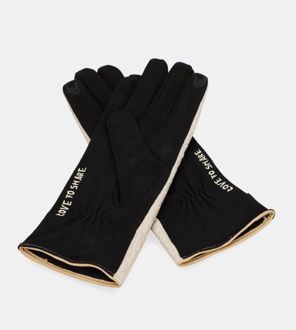 Női Anekke Black And Beige Contemporary Gloves Kesztyű | BWNQVZ-082