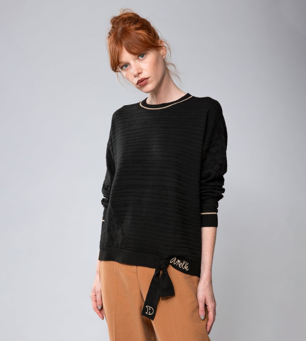 Női Anekke Black Shoen Crew Neck Sweater Pulóverek | ALTUVS-763