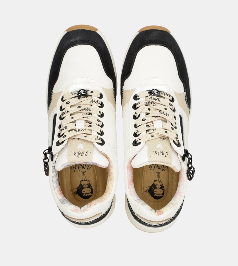 Női Anekke Black & White Wedge Sneakers Sportcipő | FAVEYP-974