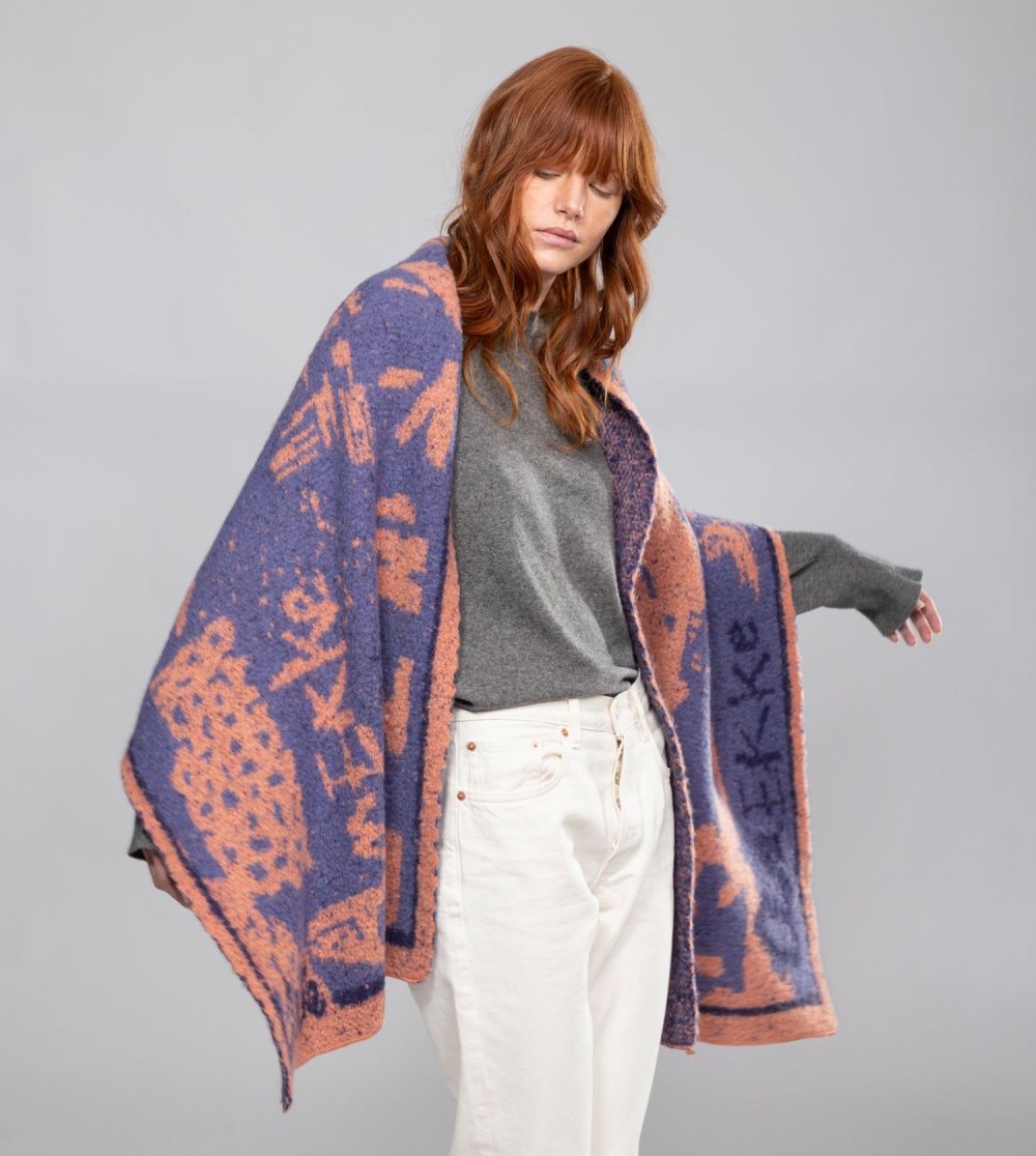 Női Anekke Blue And Terracotta Contemporary Scarf. Sál | KVHDJP-325