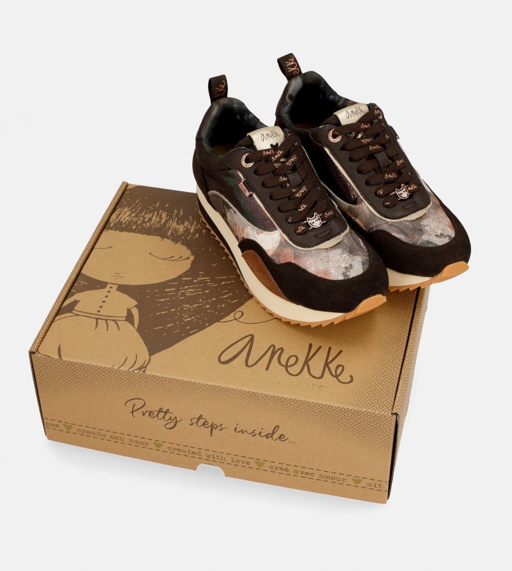 Női Anekke Brown Palette Patterned Sports Sneakers Sportcipő | OCRXWT-904