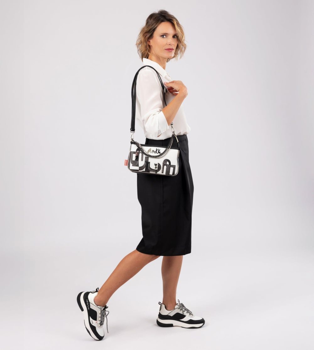 Női Anekke Fashion Black & White Sneakers Sportcipő | NJIYAM-028