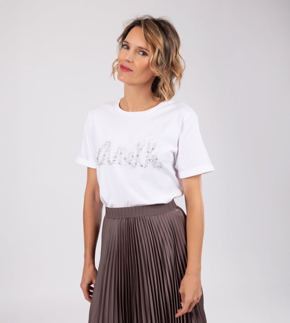 Női Anekke Glitter White T-shirt Póló | TUDNEM-073