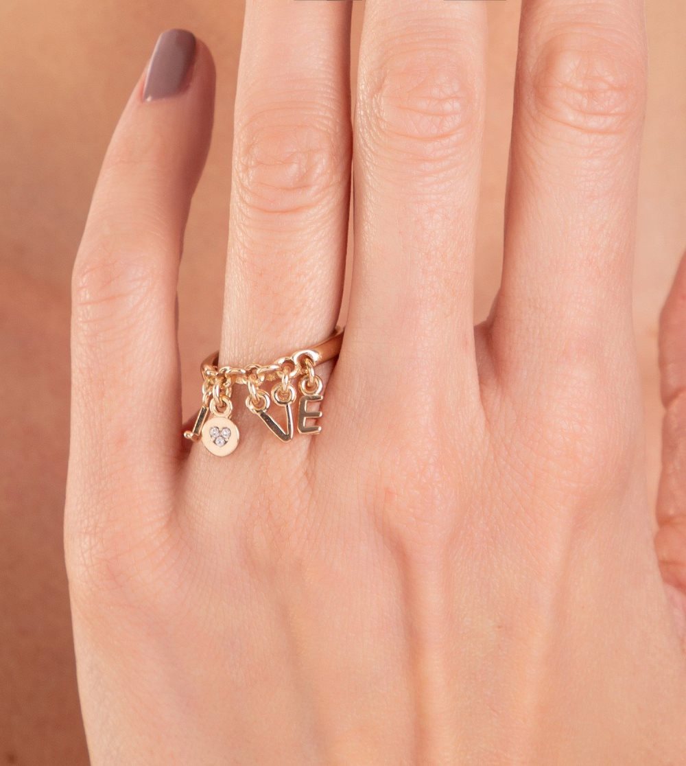 Női Anekke Love Gold Plated Ring With Letters Ékszerek | FWDTPS-716