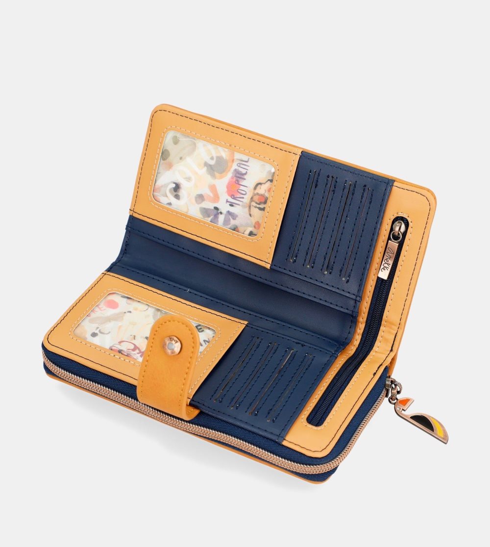Női Anekke Nature Pachamama Navy Blue Large Rfid Wallet Pénztárca | UIPTCQ-641