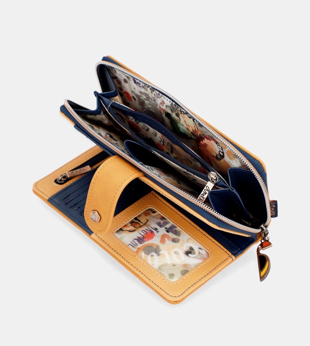 Női Anekke Nature Pachamama Navy Blue Large Rfid Wallet Pénztárca | UIPTCQ-641