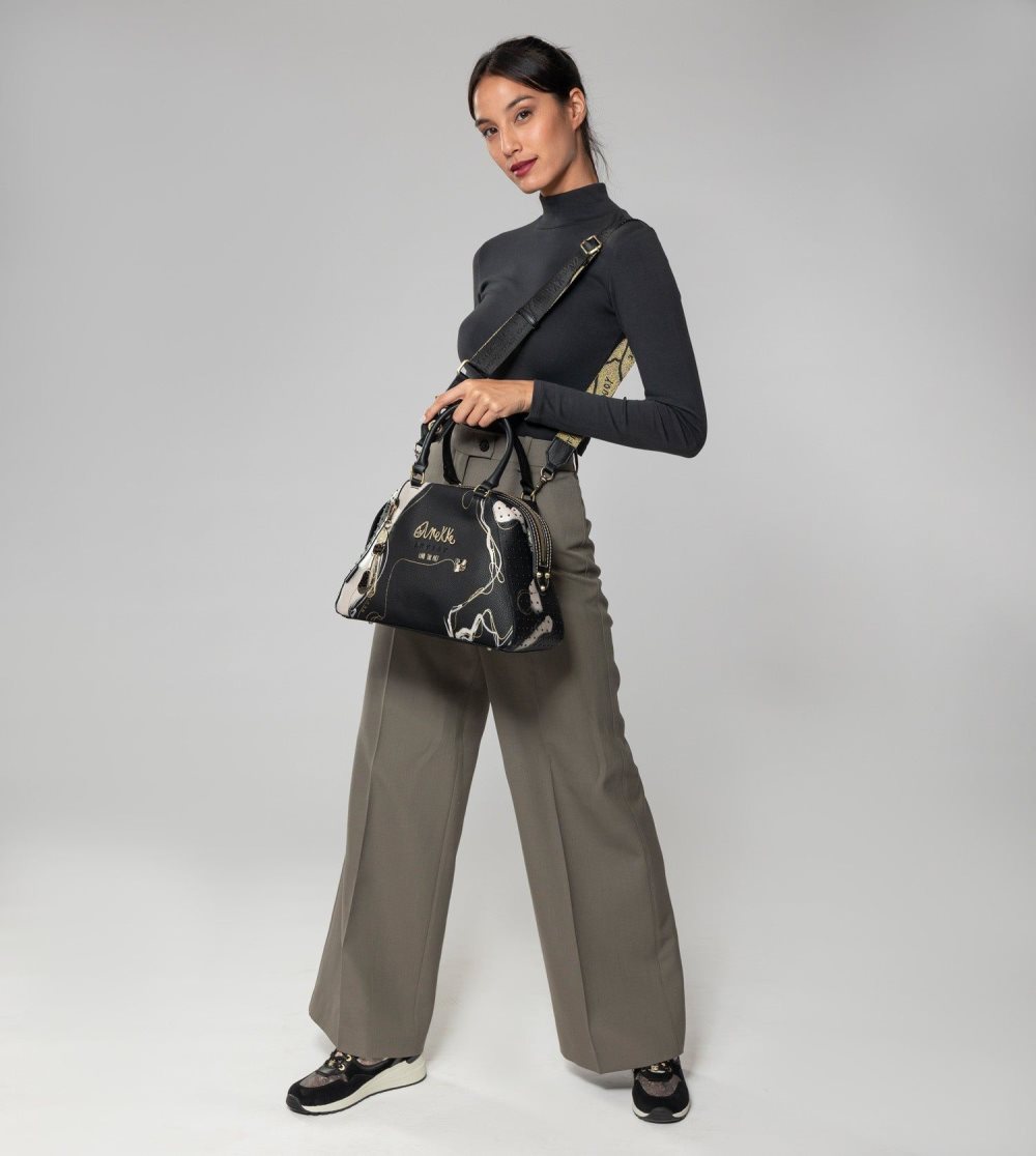 Női Anekke Nature Shodo Black 2-handle Shoulder Bag Kézitáska | QZMNEV-918