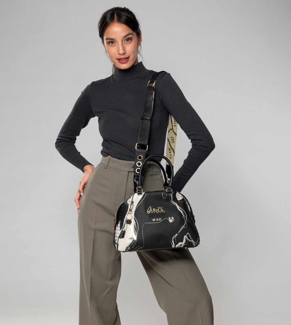 Női Anekke Nature Shodo Black 2-handle Shoulder Bag Kézitáska | QZMNEV-918