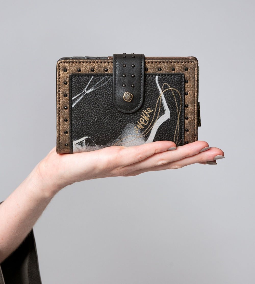 Női Anekke Nature Shodo Black Flexible Rfid Wallet Pénztárca | BAEPHS-178