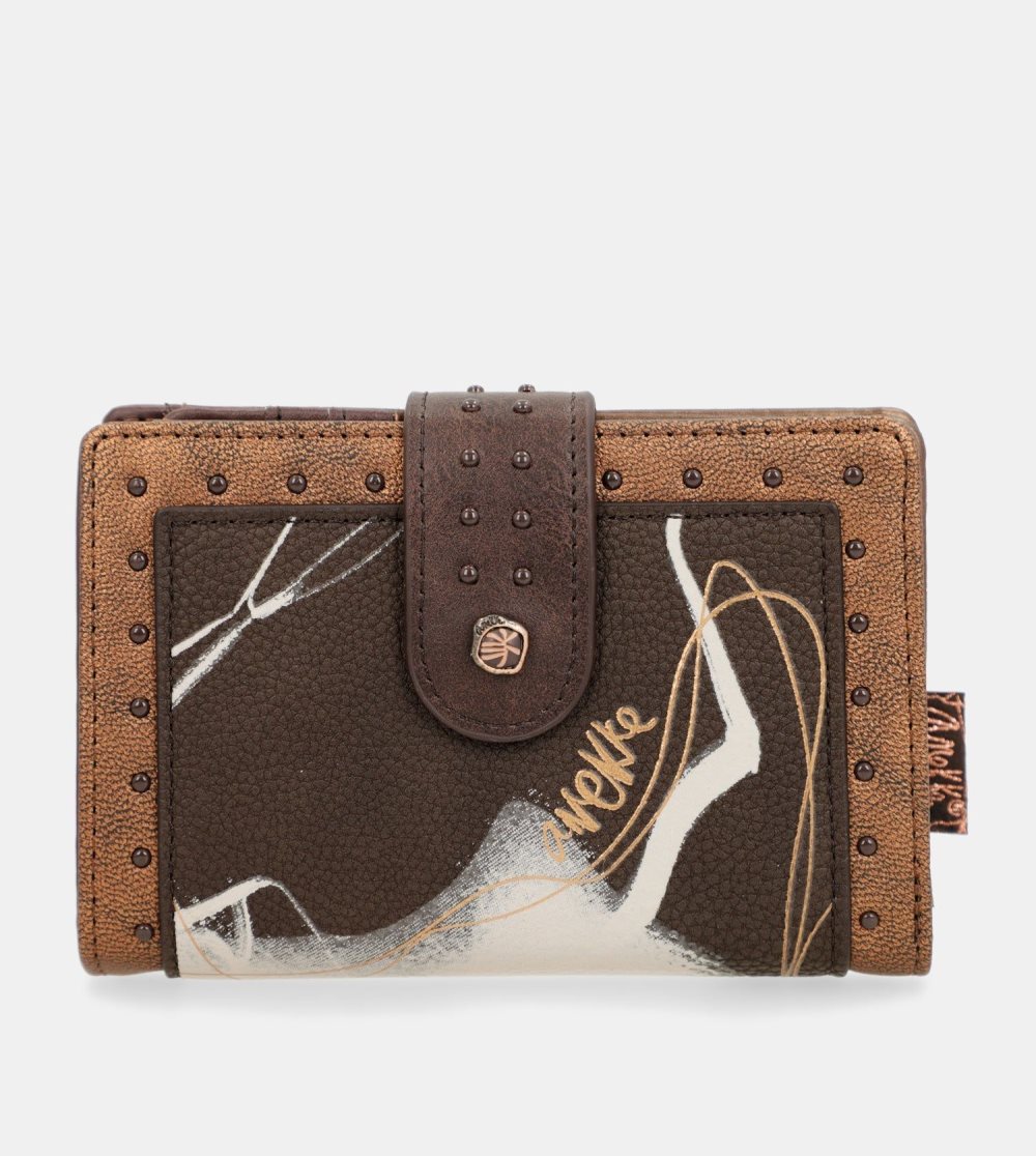Női Anekke Nature Shodo Brown Flexible Rfid Wallet Pénztárca | ATBKMI-305