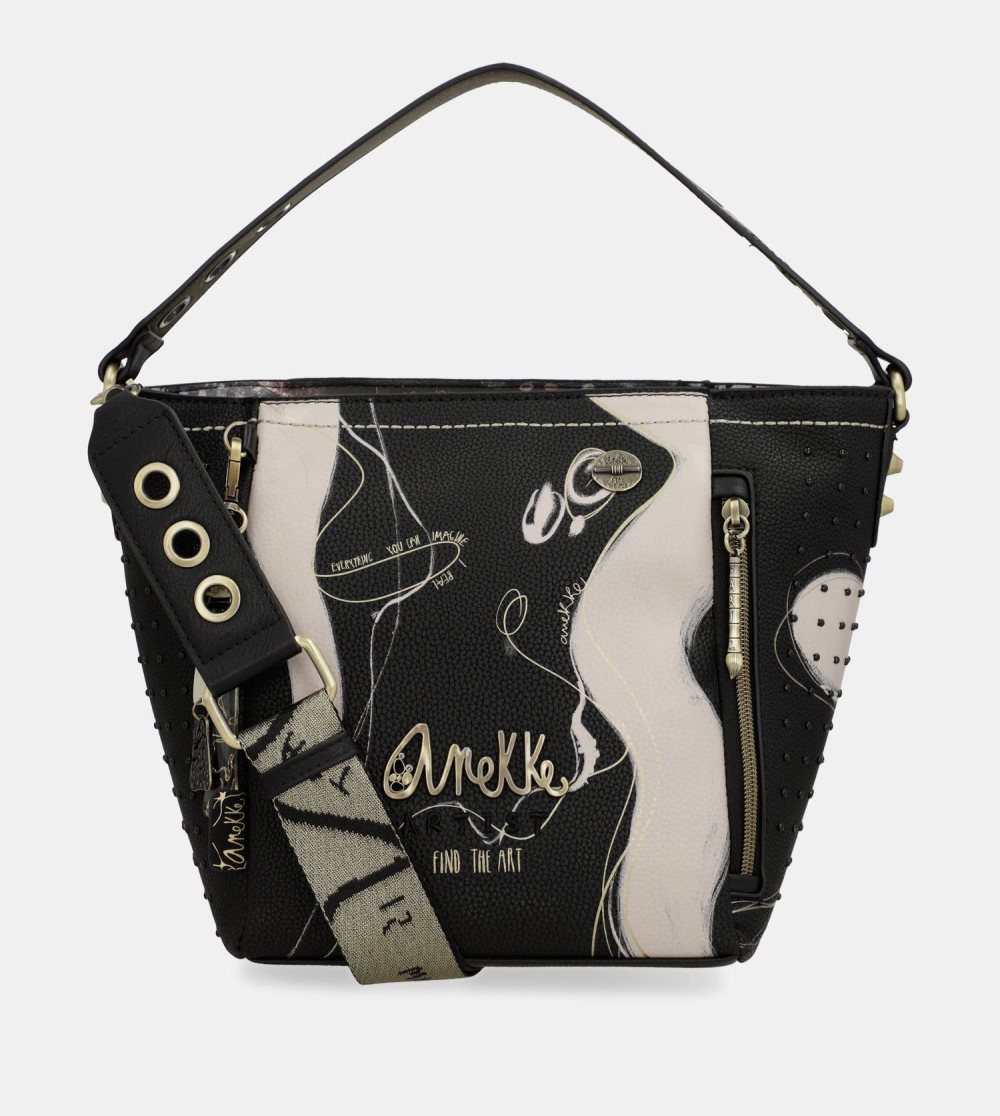 Női Anekke Nature Shodo Medium Black Handbag Kézitáska | KLCHAT-085