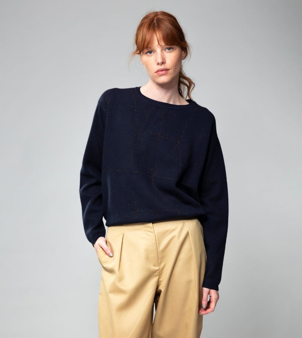 Női Anekke Navy Blue Shoen Sweater Pulóverek | QTMXCD-832