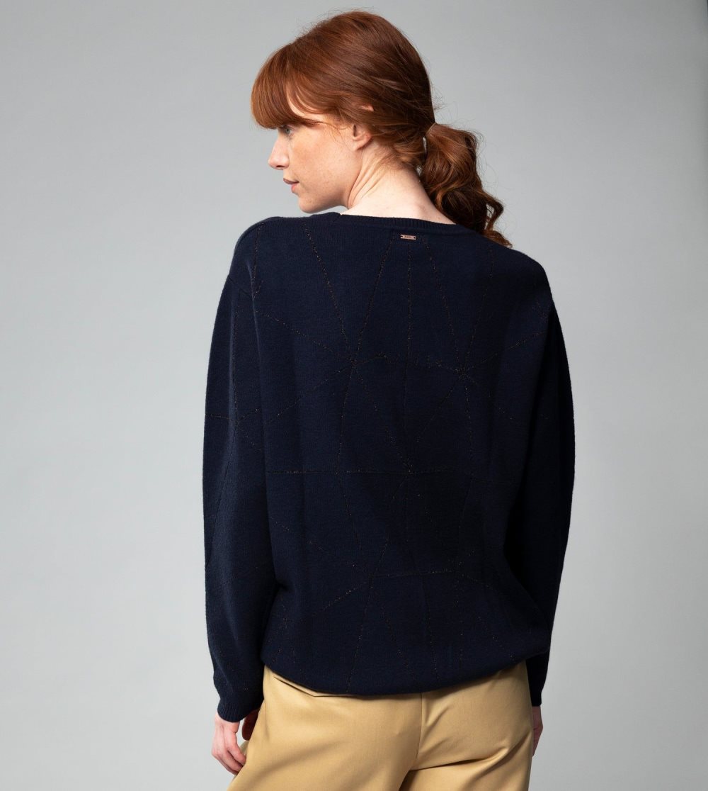 Női Anekke Navy Blue Shoen Sweater Pulóverek | QTMXCD-832