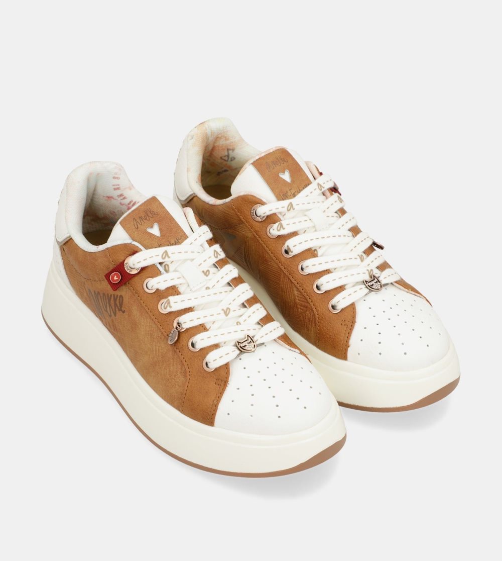 Női Anekke Peace & Love Brown Sneakers Sportcipő | QRMKVA-780