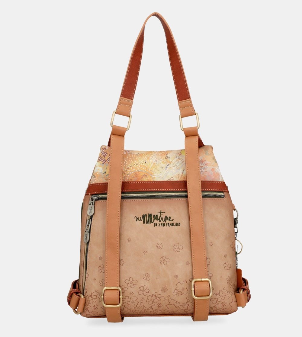 Női Anekke Peace & Love Camel Anti-theft Backpack Válltáskák | HKVJLG-605