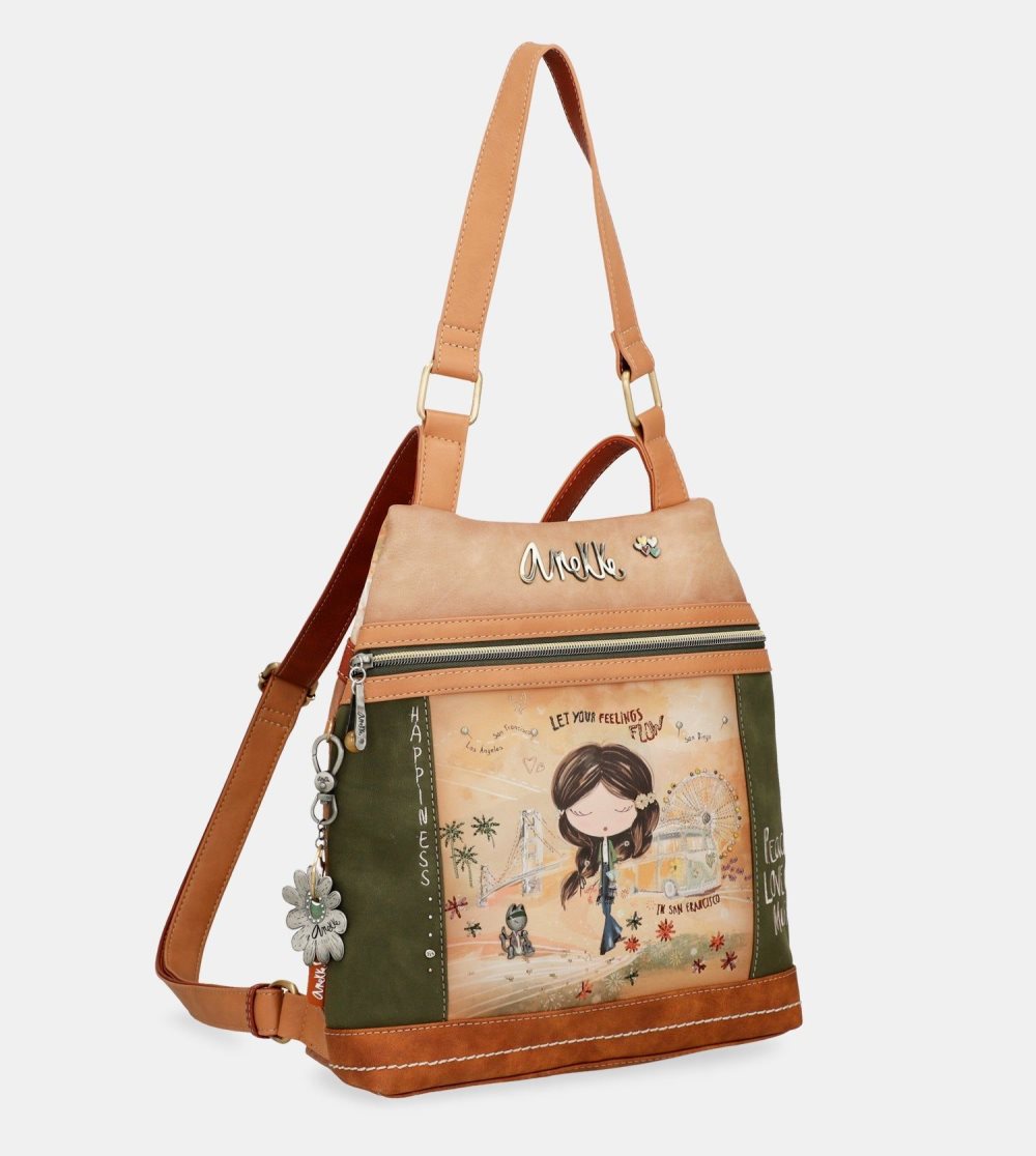 Női Anekke Peace & Love Camel Anti-theft Backpack Válltáskák | HKVJLG-605