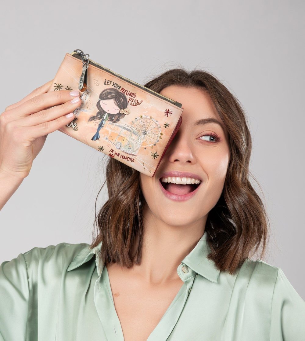 Női Anekke Peace & Love Camel Flexible Rfid Wallet Pénztárca | DKVUMP-359