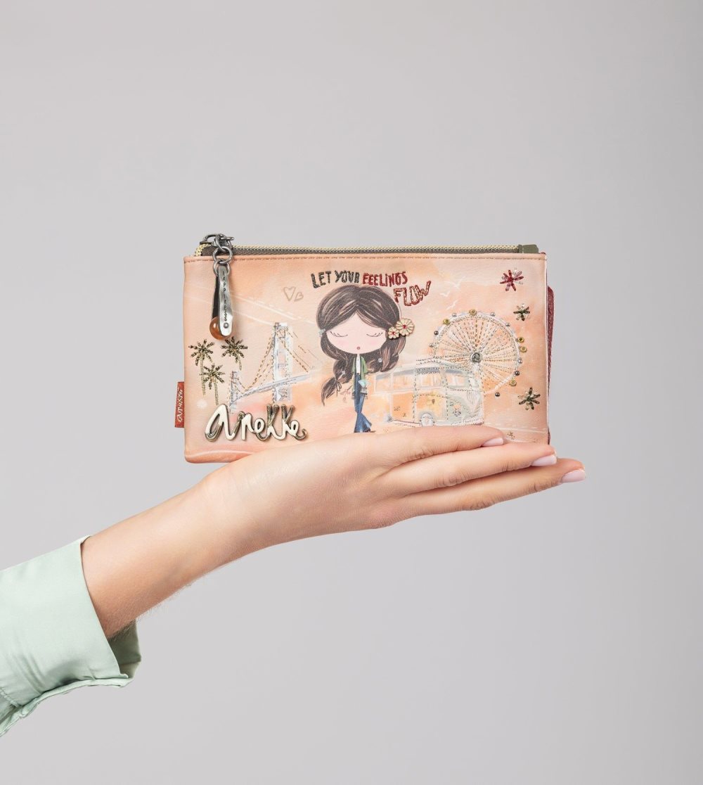 Női Anekke Peace & Love Camel Flexible Rfid Wallet Pénztárca | DKVUMP-359