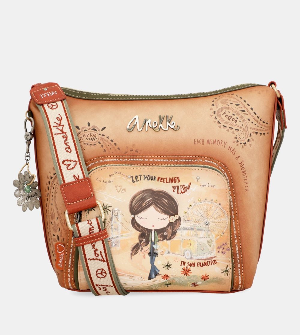 Női Anekke Peace & Love Camel Large Crossbody Bag Crossbody Táska | HNWKDL-158