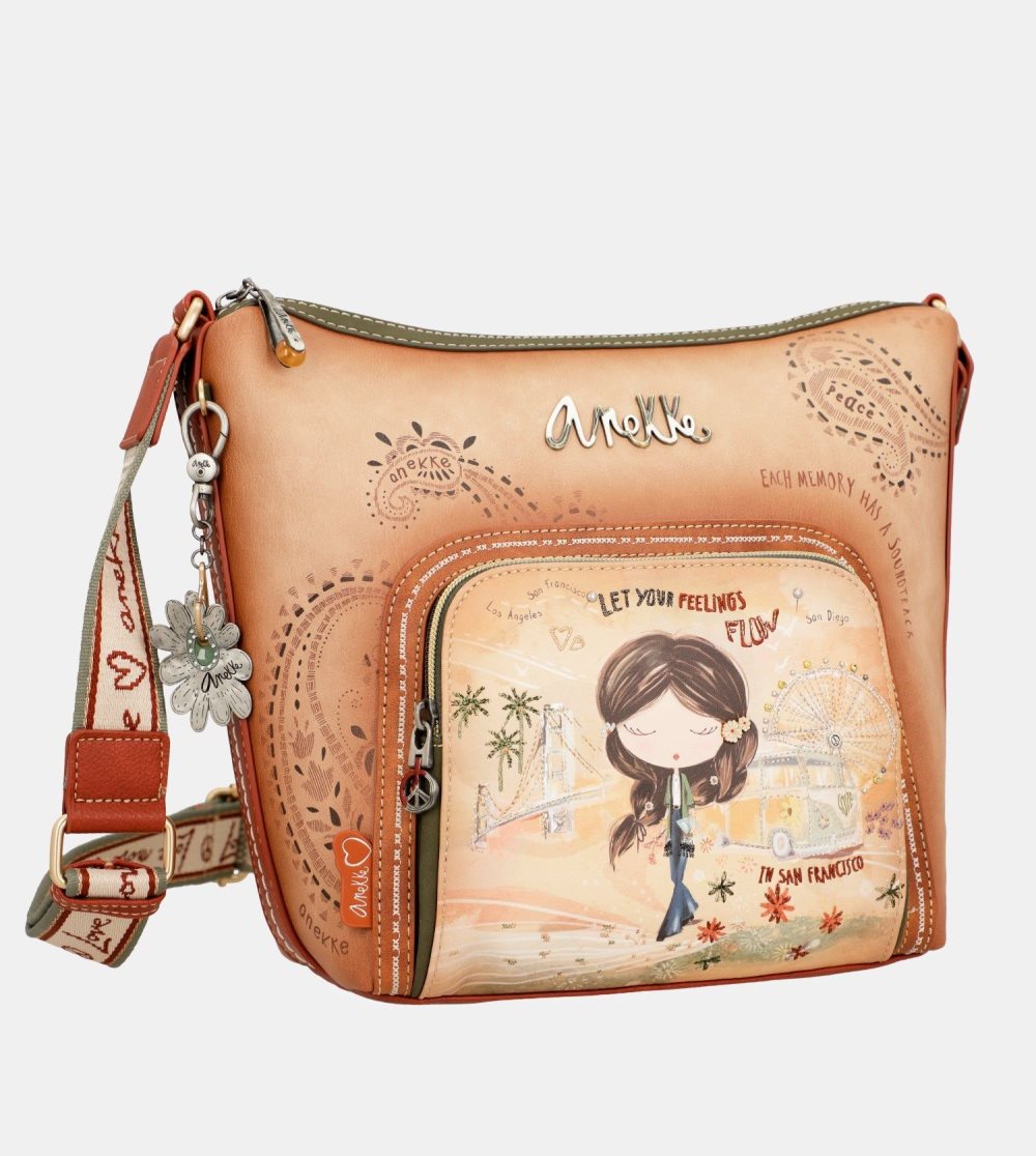 Női Anekke Peace & Love Camel Large Crossbody Bag Crossbody Táska | HNWKDL-158