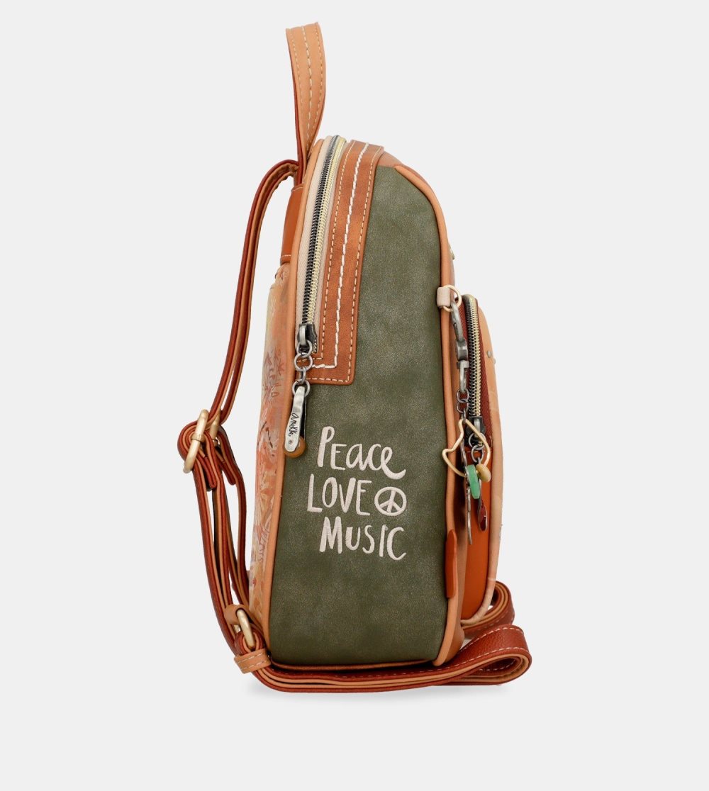 Női Anekke Peace & Love Camel Medium Backpack Hátizsákok | NSKYFE-405
