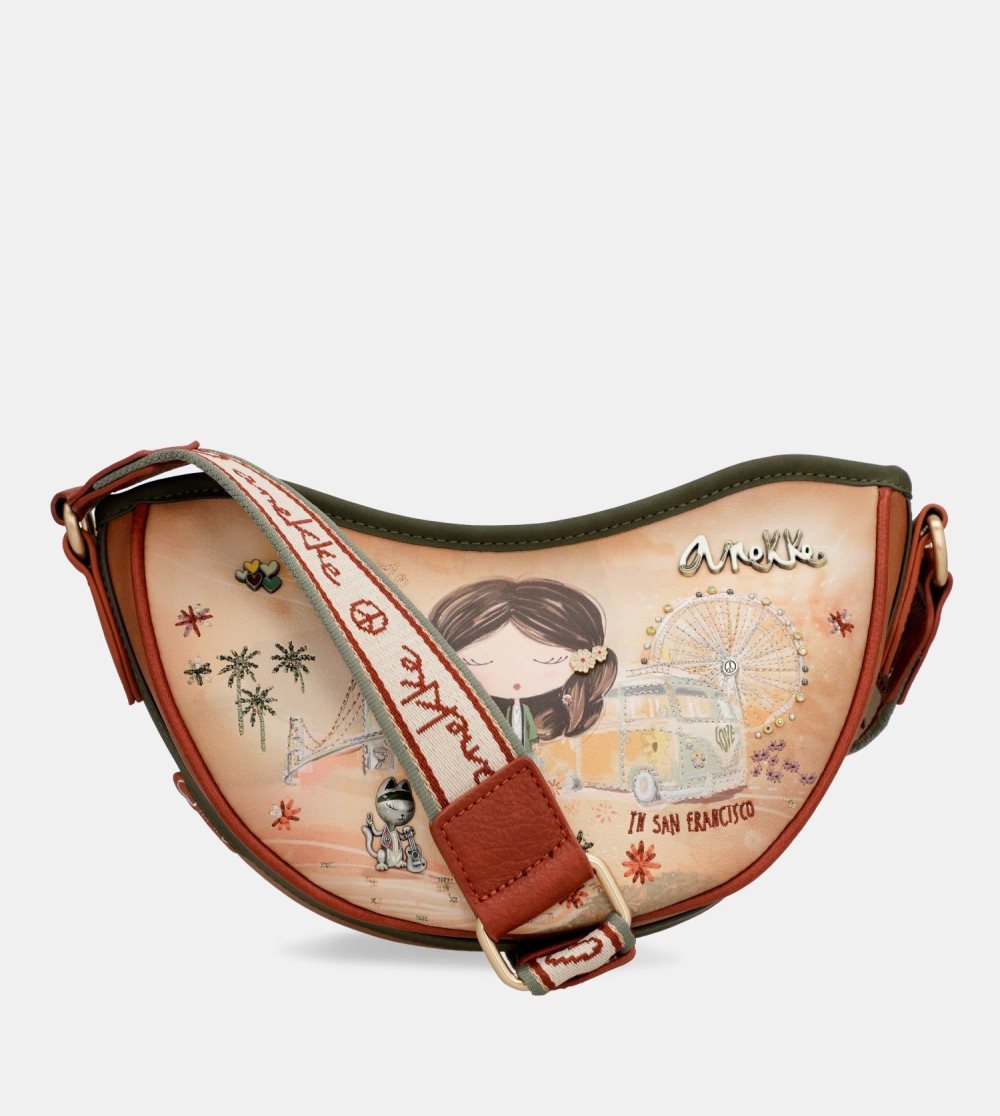 Női Anekke Peace & Love Camel Oval Bag Válltáskák | JFZBOC-183