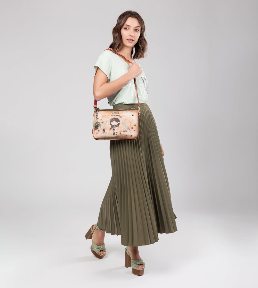 Női Anekke Peace & Love Camel Print Crossbody Bag Crossbody Táska | AZQDXF-807