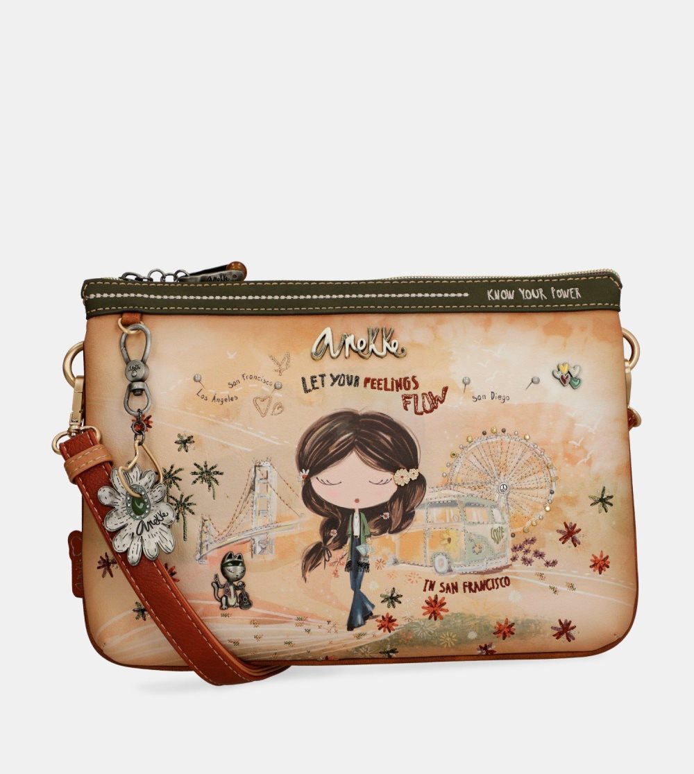 Női Anekke Peace & Love Camel Print Crossbody Bag Crossbody Táska | AZQDXF-807