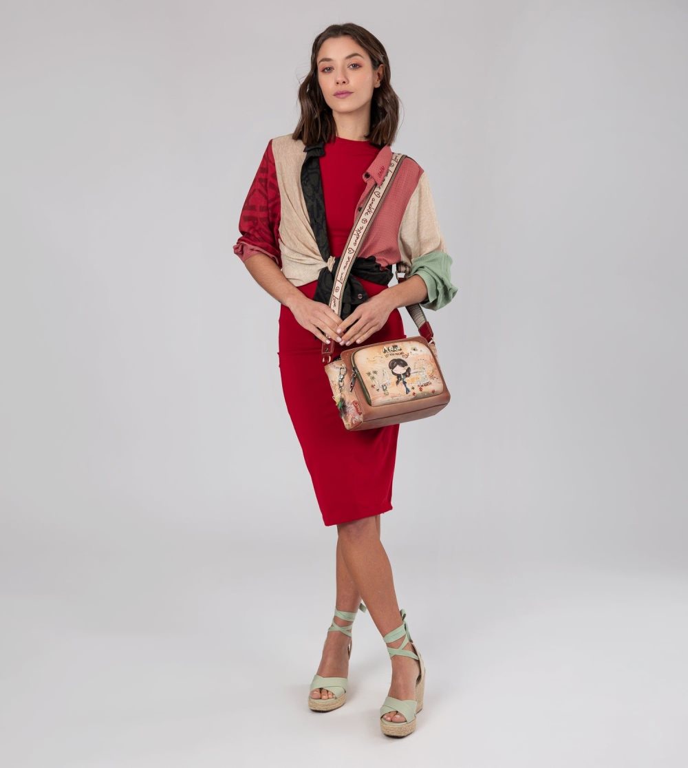 Női Anekke Peace & Love Camel Rectangular Crossbody Bag Crossbody Táska | GTNUMW-159