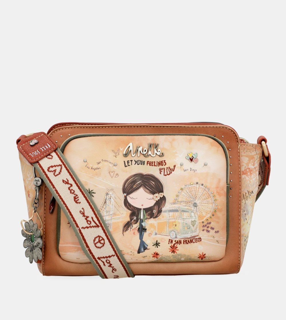 Női Anekke Peace & Love Camel Rectangular Crossbody Bag Crossbody Táska | GTNUMW-159
