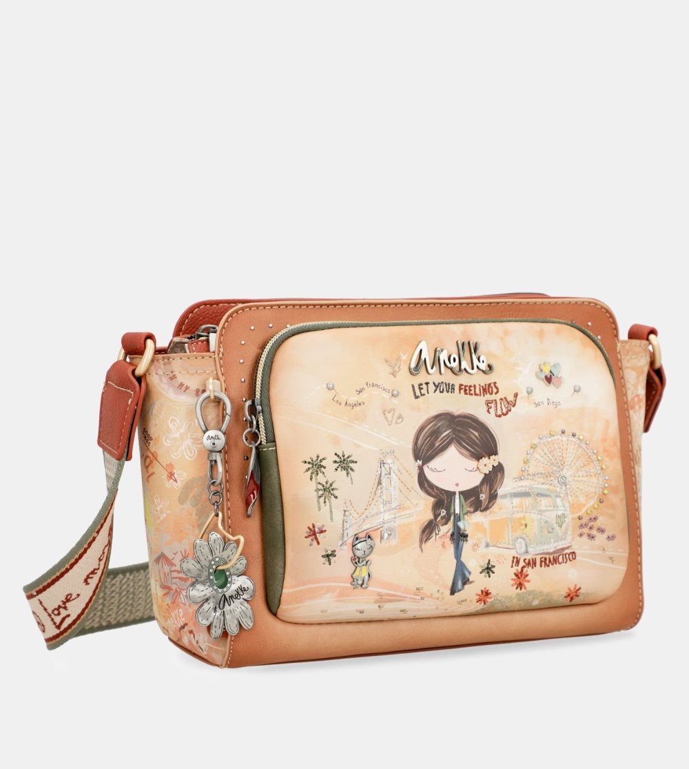 Női Anekke Peace & Love Camel Rectangular Crossbody Bag Crossbody Táska | GTNUMW-159