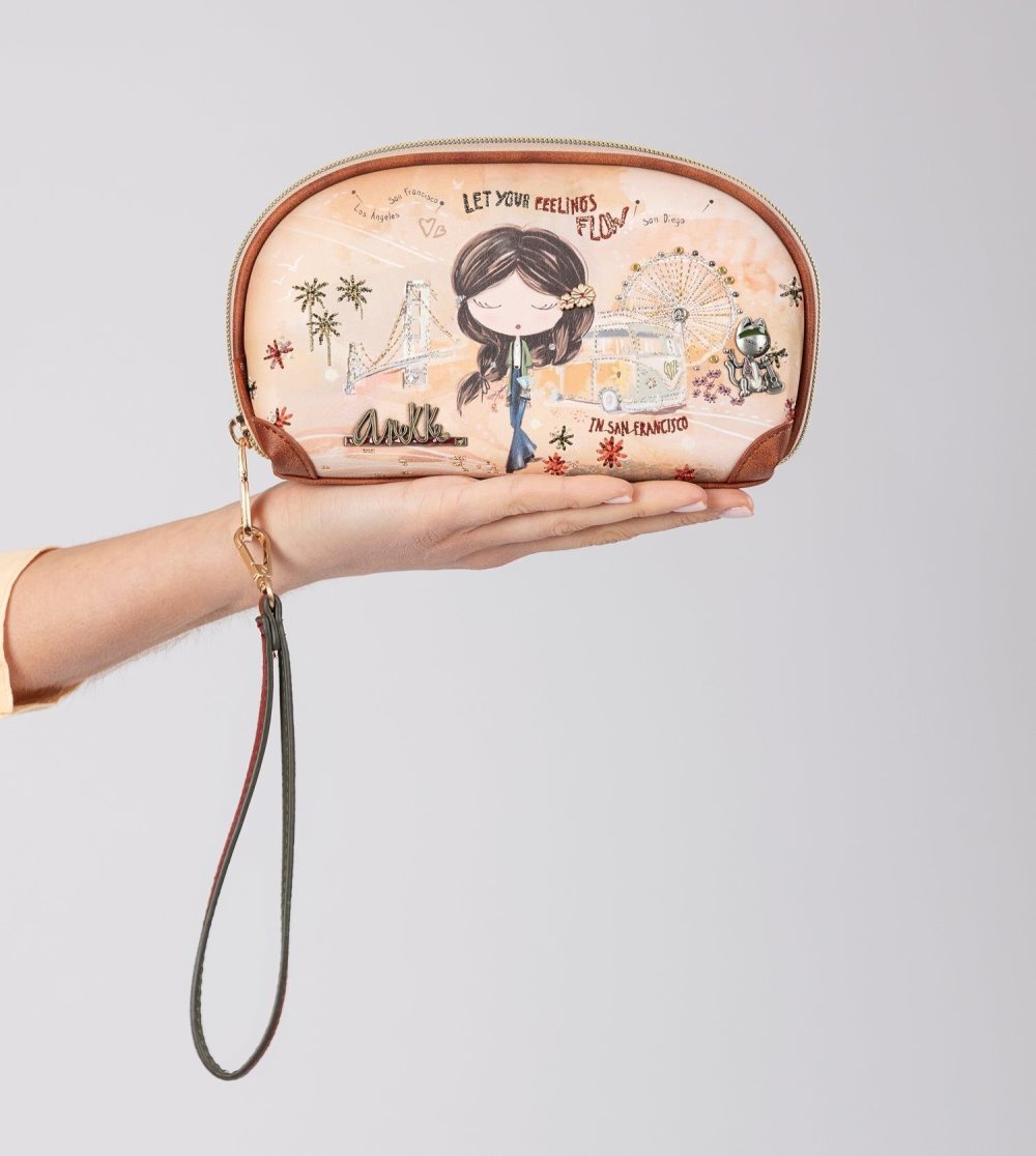 Női Anekke Peace & Love Camel Rfid Holdall Bag Pénztárca | AXOYSI-560