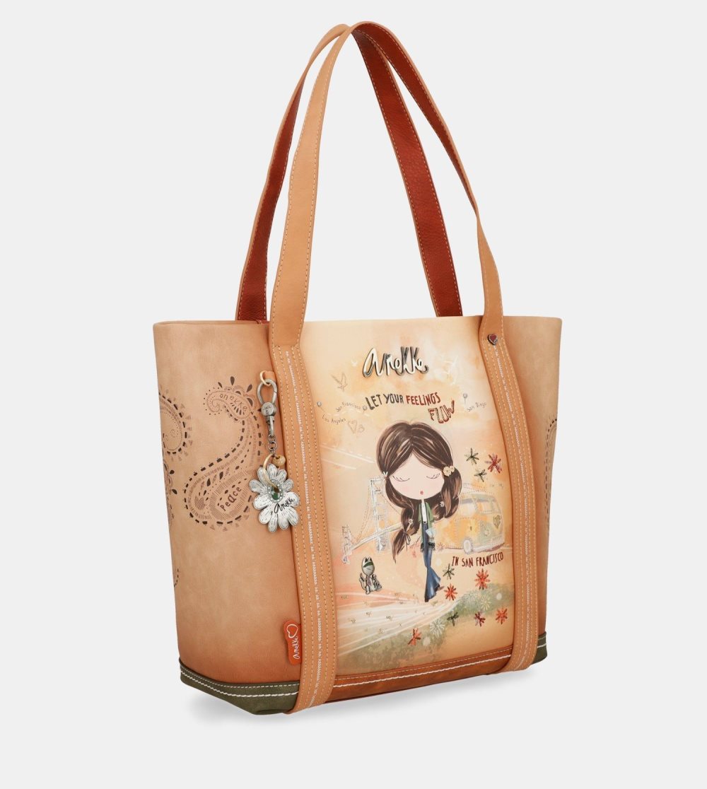 Női Anekke Peace & Love Camel Shopping Bag Válltáskák | AUYVBX-102