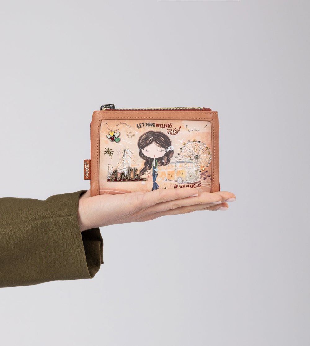 Női Anekke Peace & Love Camel Small Rfid Wallet Pénztárca | TUJWZD-760