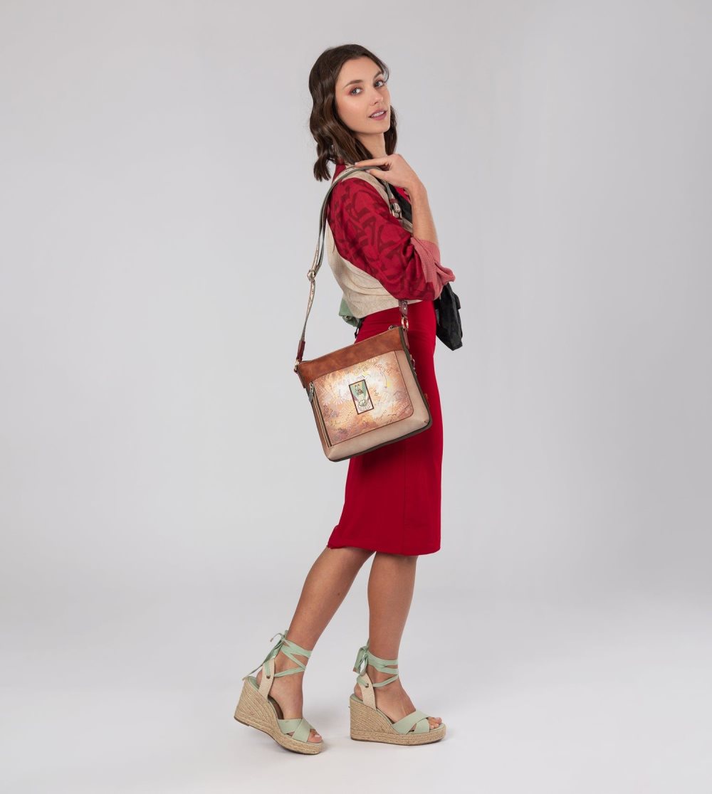 Női Anekke Peace & Love Camel Square Crossbody Bag Crossbody Táska | ARTGUO-298