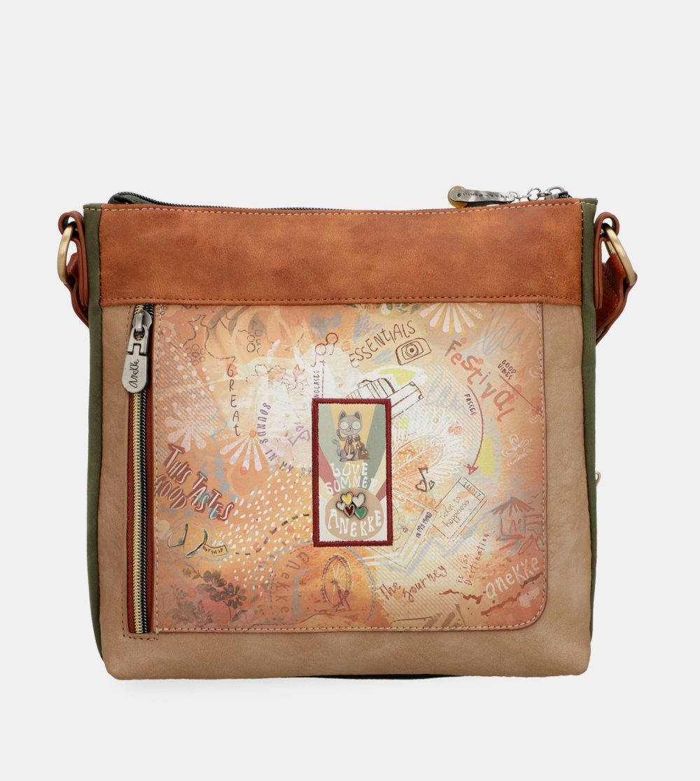 Női Anekke Peace & Love Camel Square Crossbody Bag Crossbody Táska | ARTGUO-298
