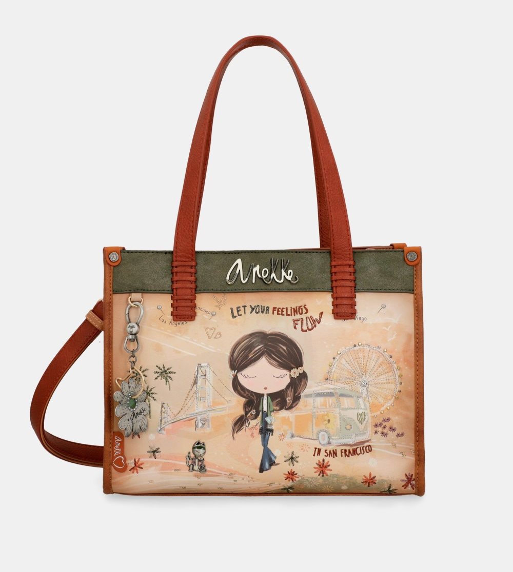 Női Anekke Peace & Love Camel Tote Válltáskák | QHFYLU-087