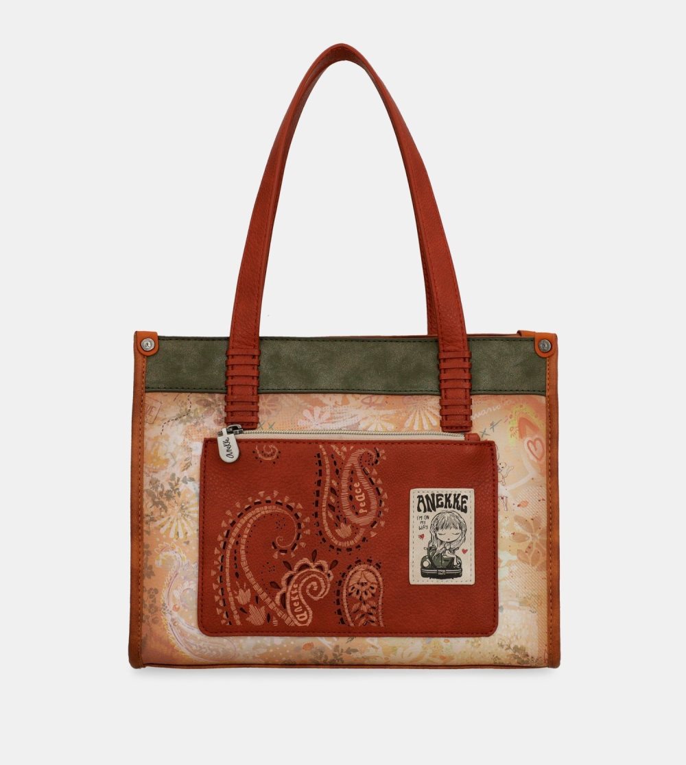 Női Anekke Peace & Love Camel Tote Válltáskák | QHFYLU-087